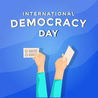 International democracy day with hands holds the paper vote vector