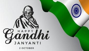 gandhi jayanti, 2 de octubre con bandera india realista vector