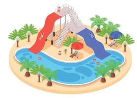 Isometric Water Slide Composition vector