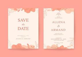 Beautiful hand drawn wedding card template vector