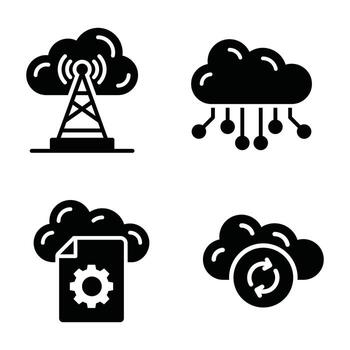 Cloud Computing Glyph Icons Sets vector