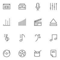 conjuntos de iconos de línea fina de música vector