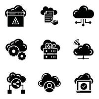 Cloud Computing Glyph Icons Sets vector