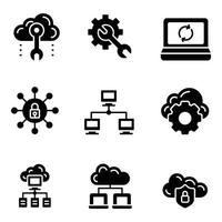 Cloud Computing Glyph Icons Sets vector