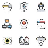 Virtual Reality Colored Line Icons Sets vector