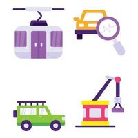 conjuntos de iconos planos de transporte vector