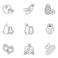 conjuntos de iconos de línea fina de frutas y verduras vector