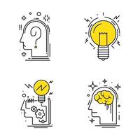 Creative idea, Process of think, line icons. vector illustration