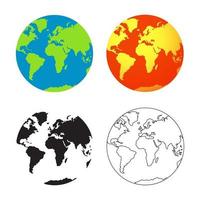 Earth globes flat icons. Vector illustration