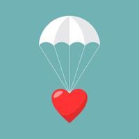 Parachute with heart, Concept of sending love. Vector illustration