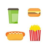 Fast food menu. Flat icons design. Vector illustration