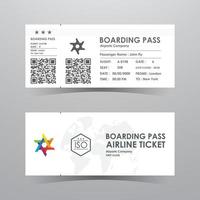 Boarding pass tickets white paper design. Vector illustration