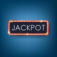 Jackpot, Neon light with Electric bulbs frame. Vector illustration