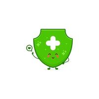 Cute fresh shield character illustration smile happy mascot logo kids vector