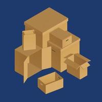 Cardboard Boxes Isometric Composition vector