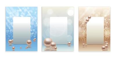 Pearls Frame Backgrounds Set vector