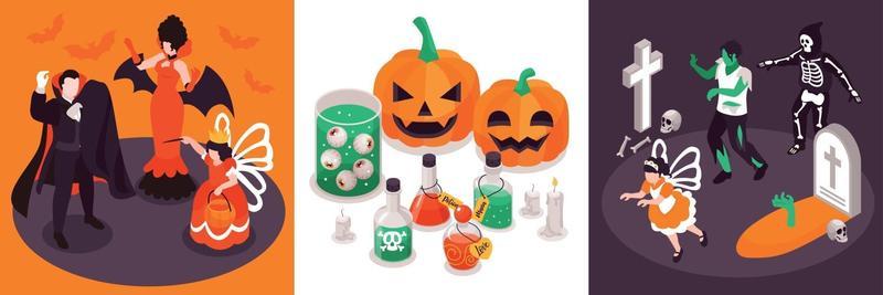 Isometric Halloween Design Concept