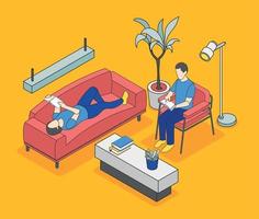 Reading People Isometric Composition vector
