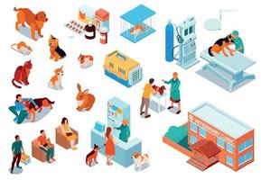 Isometric Veterinary Icon Set vector