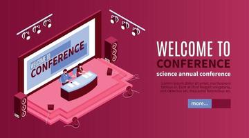 Isometric Conference Horizontal Banner vector