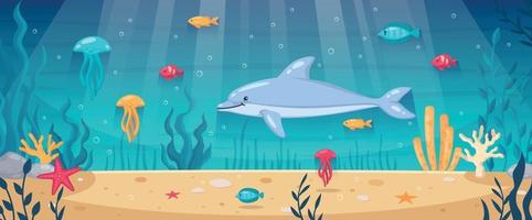 Diving Underwater Cartoon Background vector