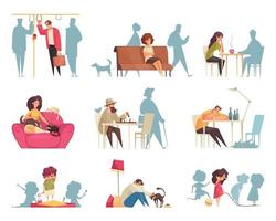 Lonely People Compositions Set vector