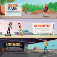 Skateboard horizontal banner set vector