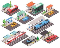 Public Stop Isometric Set vector