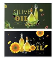 Realistic Oil Product Horizontal Banner Set vector