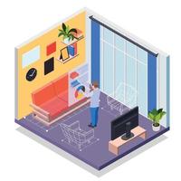 Augmented Reality Furniture Isometric Concept vector