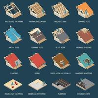 Roofer Isometric Set vector