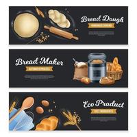 Bread Horizontal Banners Set vector