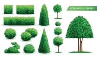 Decorative Garden Bushes Icon Set vector