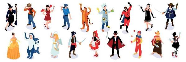 Masquerade Characters Icon Set vector