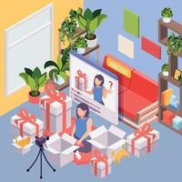 Unboxing Isometric  Background vector
