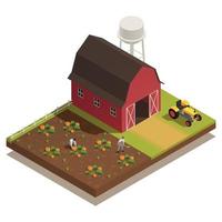 Harvesting Farm Isometric Composition vector