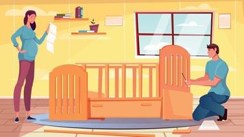 Assembling Furniture Flat Background vector