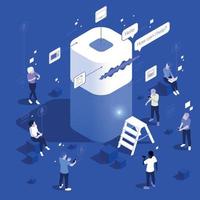 Voice Assistant Isometric Composition vector