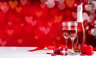 Two champagne flute glasses on beautiful bokeh background