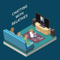 Chatting With Relatives Isometric Illustration vector