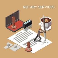 concepto de diseño isométrico de servicios notariales. vector