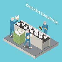 Chicken Conveyor Isometric Background vector