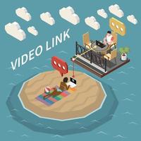 Video Link Isometric Background vector