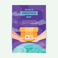 cartel plano del día mundial humanitario vector