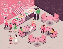 Isometric Ice Cream Cafe vector