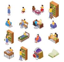 Reading Isometric Icons Collection vector