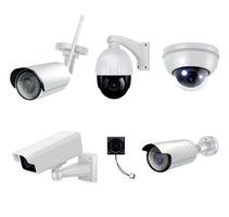 Video Surveillance Security Cameras Realistic Icon Set