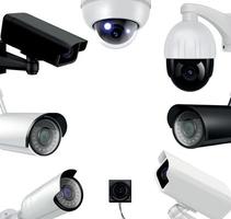 Video Surveillance Security Cameras Realistic Composition vector