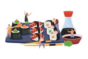 Flat Sushi Composition vector