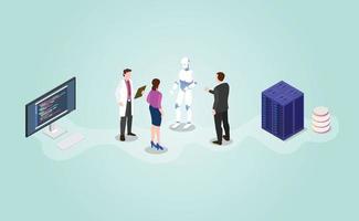 tecnología futura robot ai desarrollo de inteligencia artificial vector